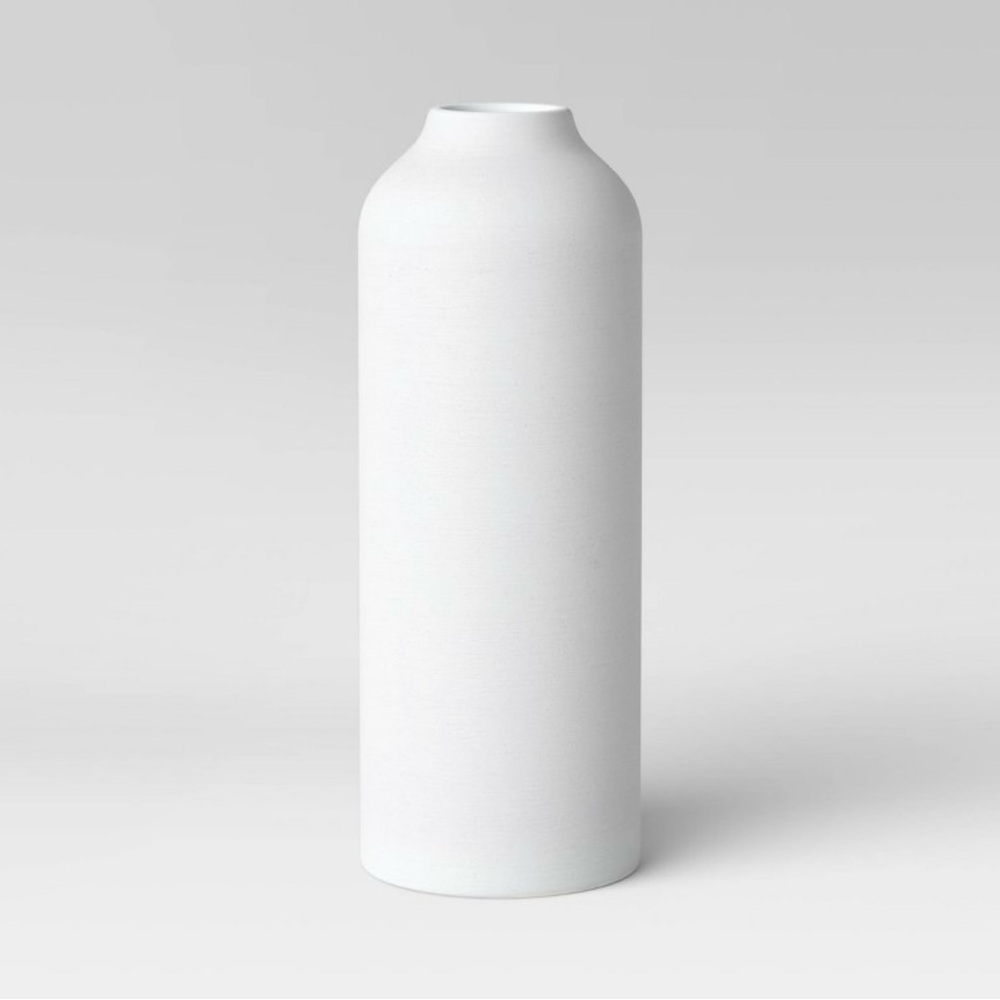 Threshold 14"x5" Textured Ceramic Vase White - Target
